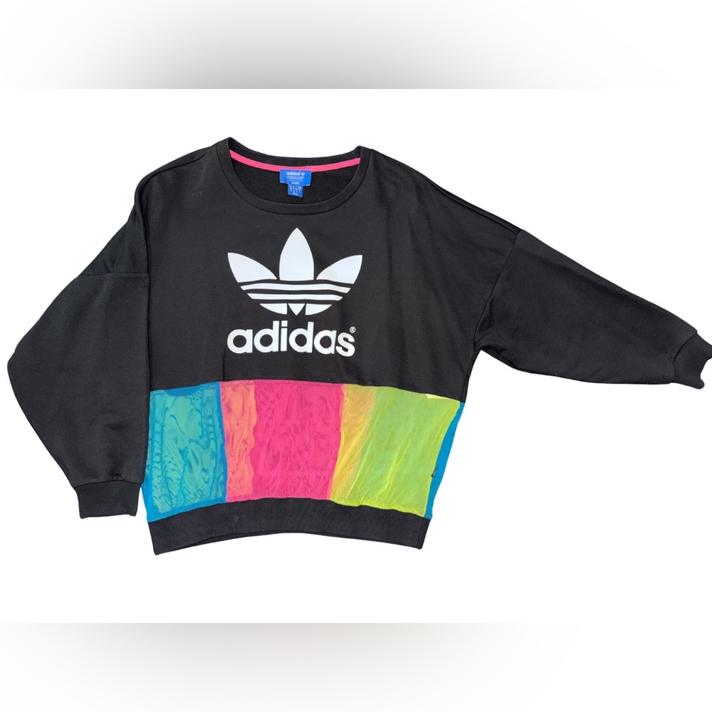 Adidas Black Sweatshirt with Multicolor Accents